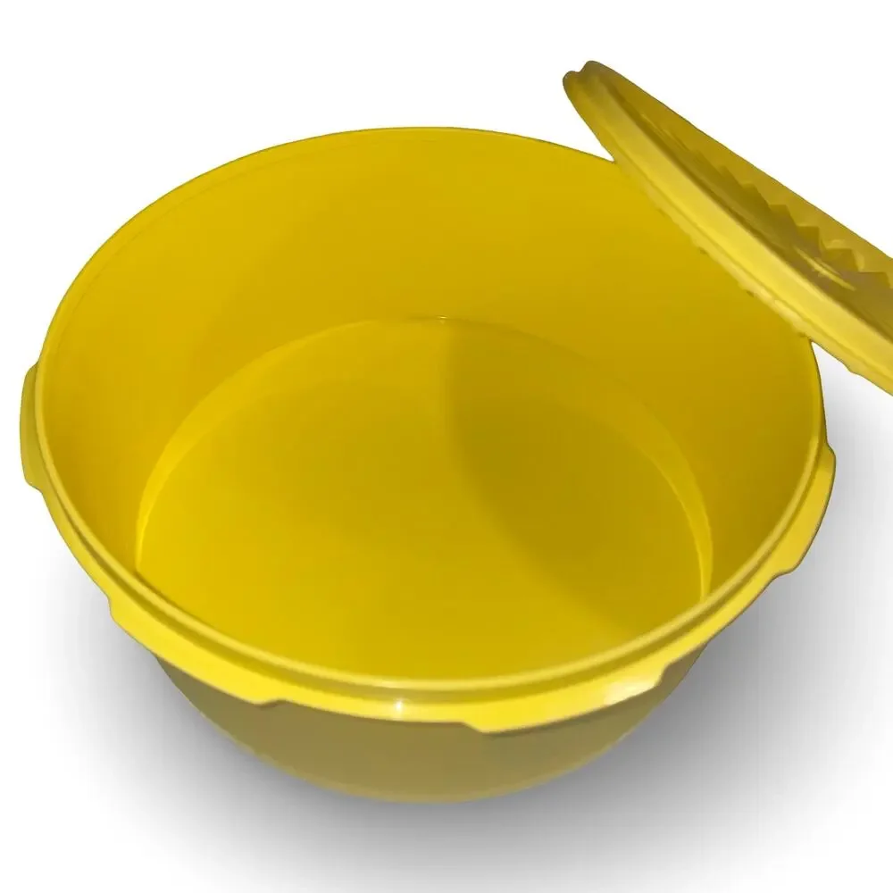 Tupperware 1204 1205 Yellow Servalier Bowl Set Starburst Lid Canister Vintage